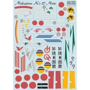 Nakajima Ki-27 Nate Decal for airplane Print Scale 72-521 Wet Decals - Picture 1 of 4