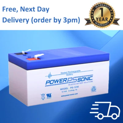POWERSONIC 12v 3.4Ah (as 2.8Ah & 3.2Ah) Rechargeable Battery - Image 1 of 2