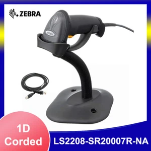 Zebra Symbol LS2208-SR20007R-NA 1D Barcode Scanner Reader with USB Cable & Stand - Picture 1 of 12