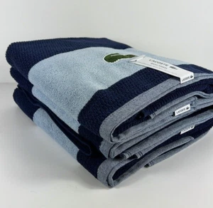 Lacoste Bath Towels Blue Big Green Crocodile Logo 30" x 52" 100% Cotton NEW (3) - Picture 1 of 11
