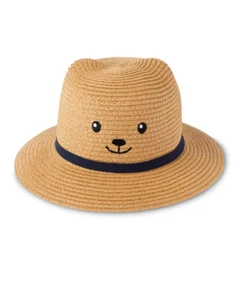Children’s Place Unisex Bear Straw Hat Size 0-6 Months Fedora New With Tags - Picture 1 of 4