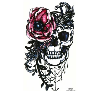 Temporäres Tattoo Totenkopf Rosen Design Temporary Klebetattoo Körperkunst - Bild 1 von 2