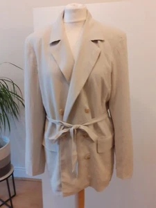 Free People Linen Belted Long Sleeved Blazer, Ivory/ Cream, Small RRP $168 - Picture 1 of 5