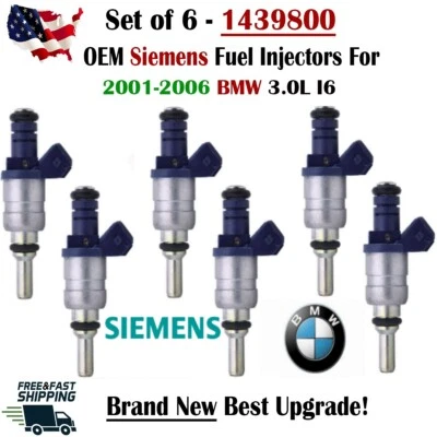 NUEVO Siemens OEM x6 mejor actualización inyectores de combustible para BMW 2001-2006 3,0 L V6 1439800 Foto 1 de 4