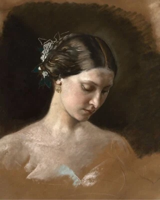 1800s Woman Portrait Painting Giclee Print on Fine Art Paper
