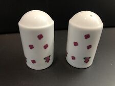 White Salt & Pepper Pots Shakers Pink Roses Pattern