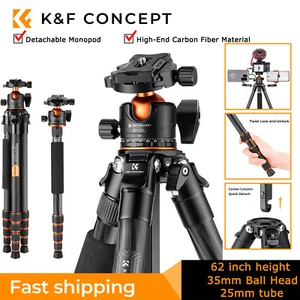 K&F Concept 62in Camera Tripod Pro Carbon Fiber Compact with Detachable Monopod - Picture 1 of 6