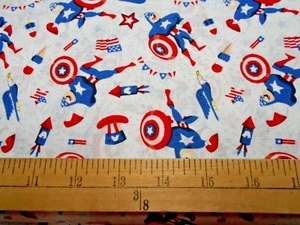 1 yard Marvel Comics Captain America Cap Patriotic Toss Fabric - Picture 1 of 1
