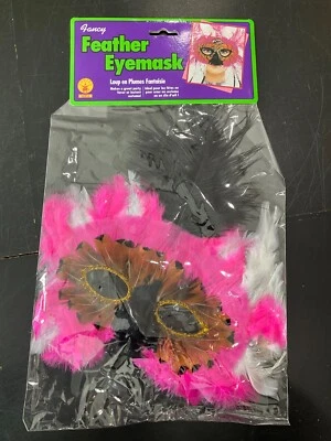 Mardi Gras Mask Pretty Pink Feather Face Mask Fancy - Image 1 of 3
