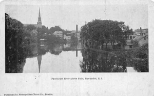 Postcard RI: Pawtucket River above Falls, Pawtucket, Rhode Island, B&W UDB 1905 - Picture 1 of 2