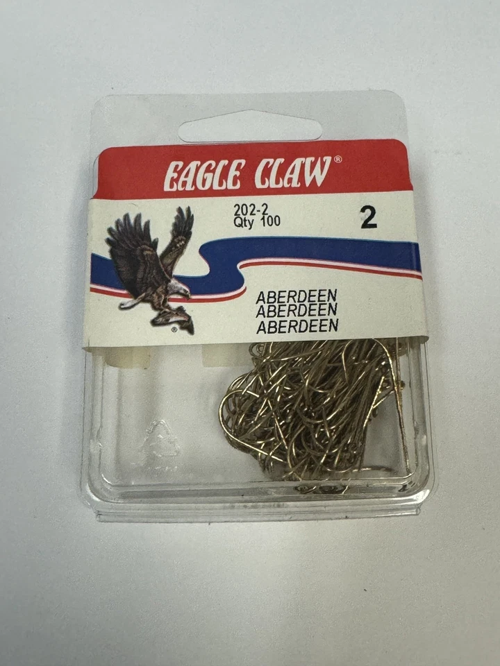 Eagle Claw 202 #2 100ct Gold Aberdeen Hooks 6825
