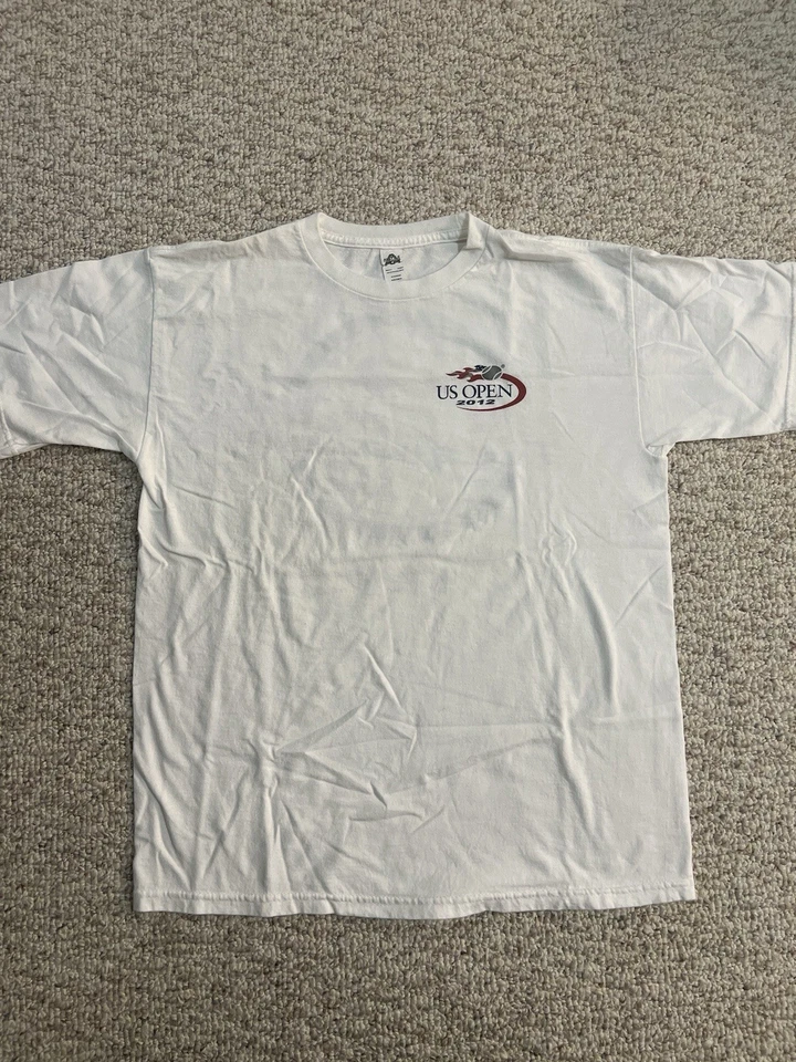 Dos camisetas US Open 2012 talla pequeña y mediana blancas grises vintage tenis USTA Foto 1 de 4