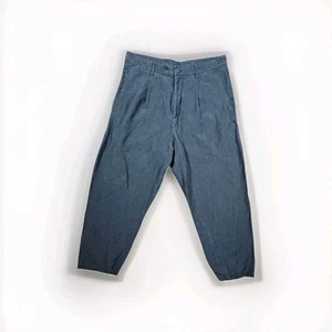 Outlier Injected Linen Drop Crotch Pleated Cropped Inky Pants 34 - Picture 1 of 4