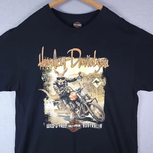 Harley-Davidson Shirt Mens Large Black Wild Free Australia Kangaroo Biker - Picture 1 of 7