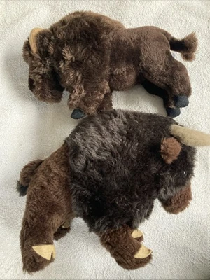 Lot of 2 Dakin Buffalo 1975 Pillow Pets and 1973 Buffalo Approx. 12" Vintage - Image 1 of 4