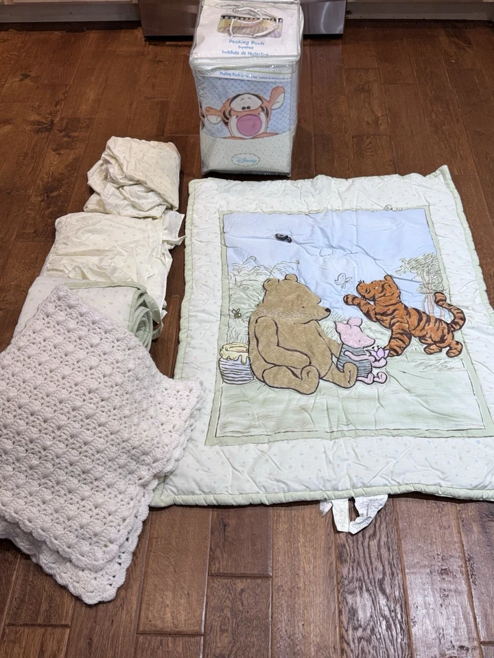 Edredón de 6 piezas de ropa de cama clásica Winnie The Pooh años 90 de colección 40x30, sábana plana+ Foto 1 de 4