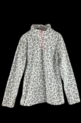 French Toast Girl's Pullover Jacket Size 10-12 Gray White Animal Print Zip - Image 1 of 4
