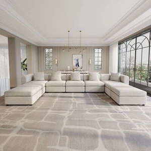 Velvet Sectional Sofa, Modern Oversized 9-Seater Sofa  L ShapedConvertible Sofa - Picture 1 of 17