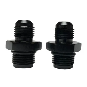 2 Pcs AN6 6AN Straight Male Flare to 5/8-18 Fitting Adapter Black Aluminum - Picture 1 of 4