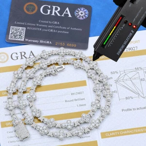10mm VVS1 D Color Moissanite Cross Tennis Chain Bracelet 925 Silver Pass Tester - Picture 1 of 19