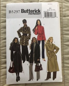 Chaqueta, abrigo y cinturón Butterick Fast & Easy 5297 patrón Misses' 6-12 sin cortar - Imagen 1 de 2