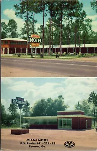 Vtg Miami Motel Restaurant Pearson Georgia GA Chrome Roadside Postcard - Picture 1 of 2