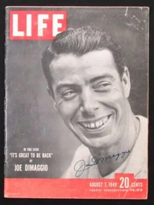 Joe DiMaggio autografiado 1 de agosto de 1949 revista LIFE New York Yankees PSA/DNA - Imagen 1 de 5