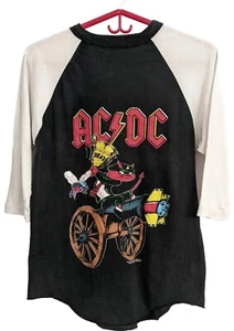 Rare Vintage AC/DC Hells Bells Size Large 1990 Tour Shirt 3/4 Raglan Sleeves - Picture 1 of 10