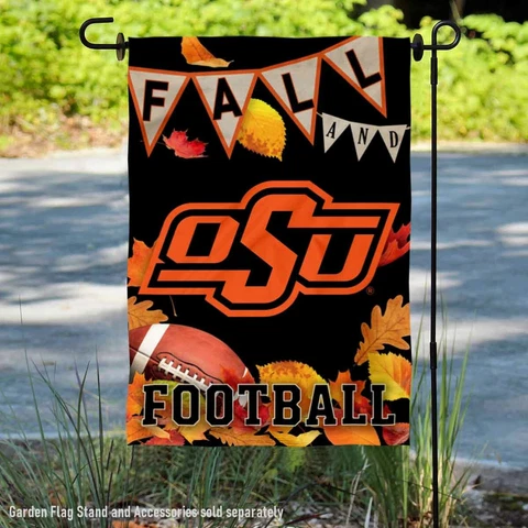 Oklahoma State Cowboys Fall Leaves Football Season Garden Flag and Yard Banner Cover