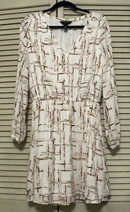 White House Schwarzmarkt Gr. 6 weiches Kleid langärmelig gefüttert braun weiß Neu ohne Etikett - Bild 1 von 10