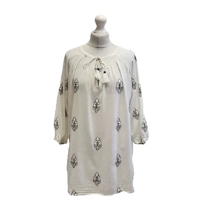 East Embroidered Indian Block Print Top 3/4 Sleeve Blouse Top  - Picture 1 of 8