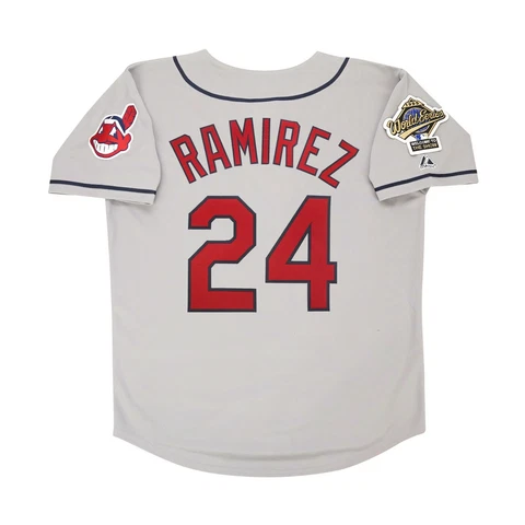 Manny Ramirez 1995 Cleveland Indians World Series Grey Road Jersey Men's (S-3XL) Cover