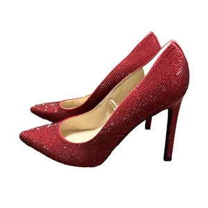 Nine West Damen-High-Heels-Stilettos glassteinrot glitzernd Größe 9M - Bild 1 von 10