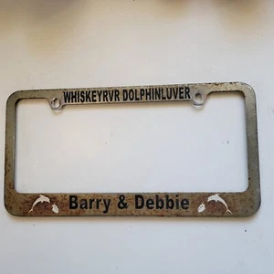 Silver Metal License Plate Frame Dolphins Car Trucks - Picture 1 of 2