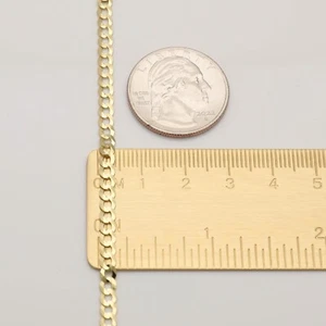 10 Karat einfarbiges Gelbgold kubanisches Armband 4,0 mm 7-9 Zoll - Bordsteinkette Glied Männer Frauen - Bild 1 von 3