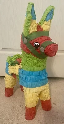 VINTAGE DONKEY MULTICOLOR LARGE PINATA 22”T X 15”W X 6”-PARTY DECOR/BIRTHDAY-NEW - Image 1 of 4
