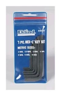 7 Piece Metric Hex Key Set By Eklind 2mm , 2.5mm, 3mm, 4mm, 5mm, 6mm , 8mm - Picture 1 of 1