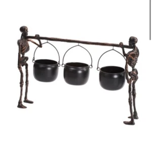 ☠️ SPOOKY Hängekessel Metall Skelett Hors D’oeuvre Candy Bowls Halloween🕷️ - Bild 1 von 6