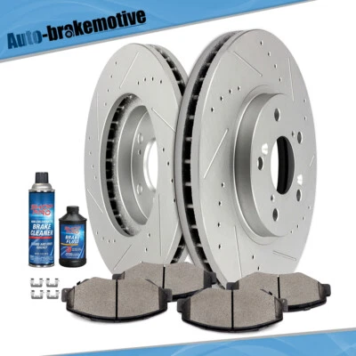 FRONT BRAKE ROTORS AND CERAMIC PADS FITTING FOR 2003-2008 HONDA PILOT - Image 1 of 4