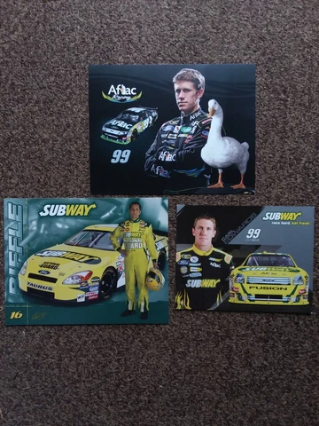 Lot of 3 diff Carl Edwards Greg Biffle #16 #99 " SUBWAY AFLAC " NASCAR POSTCARD Cover