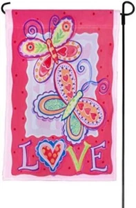 Jetmax Garden Flag ~ Valentines Day "Love" Butterflies ~ 12" x 18" NEW - Picture 1 of 2