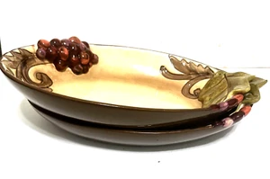 Grasslands Rd Relish/Candy/Side/Trinket Dish Set of 2 Embossed Oval 9”Lx3.25”W - Picture 1 of 11