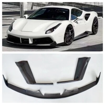 Labio delantero estilo novato fibra de carbono para Ferrari 488 GTB Spider 2015-19 Foto 1 de 4