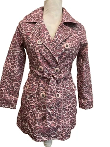 Dollhouse Lightweight Jacket Rain Coat, Large Juniors GirlsBelted Pink Leopard - Picture 1 of 5