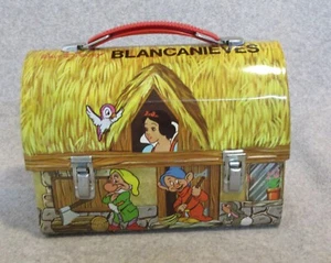Best-on-ebay SPAIN Disney SNOW WHITE & SEVEN DWARFS DoME LUNCHBOX C#9.5 Nr MiNT - Picture 1 of 7