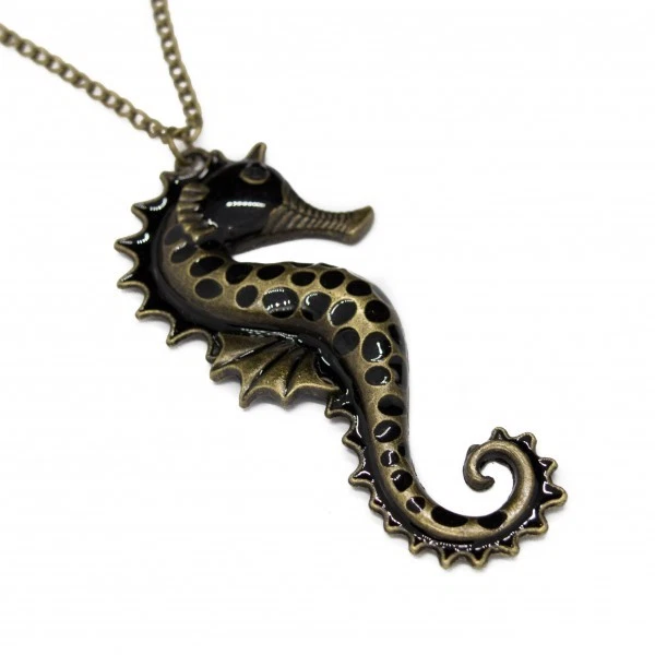 AUCUNE Collier sautoir fashion hippocampe black, pour femme