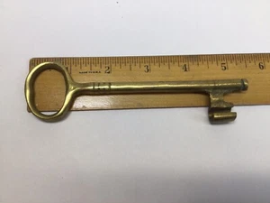 5 1/4 inch Brass Skelton Key 1 Curved Tip Solid Shaft * Decor - Picture 1 of 6