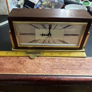 Vintage Seth Thomas Mantle /Desk Clock Electric Wood Brass Restored Working - Picture 1 of 8