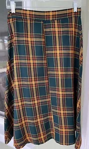 Vintage Tartan Plaid Green And Yellow Skirt Size Small Preppy - Picture 1 of 8