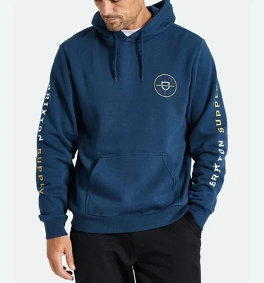 Brixton Men’s Crest Hood Sweater Color Moonlit Ocean Size XL - Image 1 of 4
